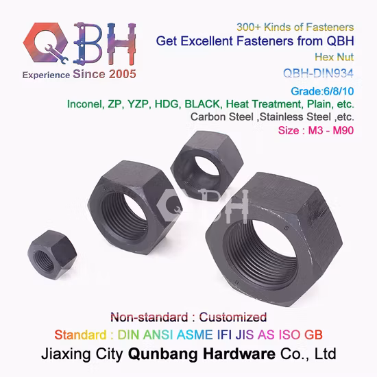 DIN 934 Hex Hexagonal Hexagon Nut Zinc Black H. D. G Plated
