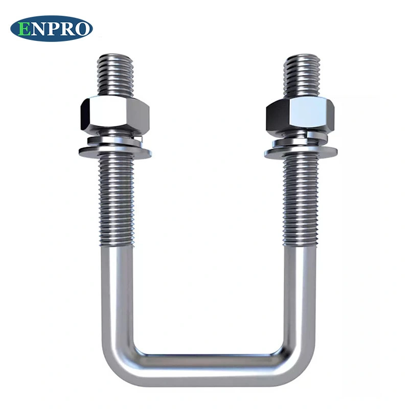 Factory Directly Supply ASME B18.2 1 5/8" X 4" X 3/8" Square U Shaped Zinc Plated Bolts with Nuts